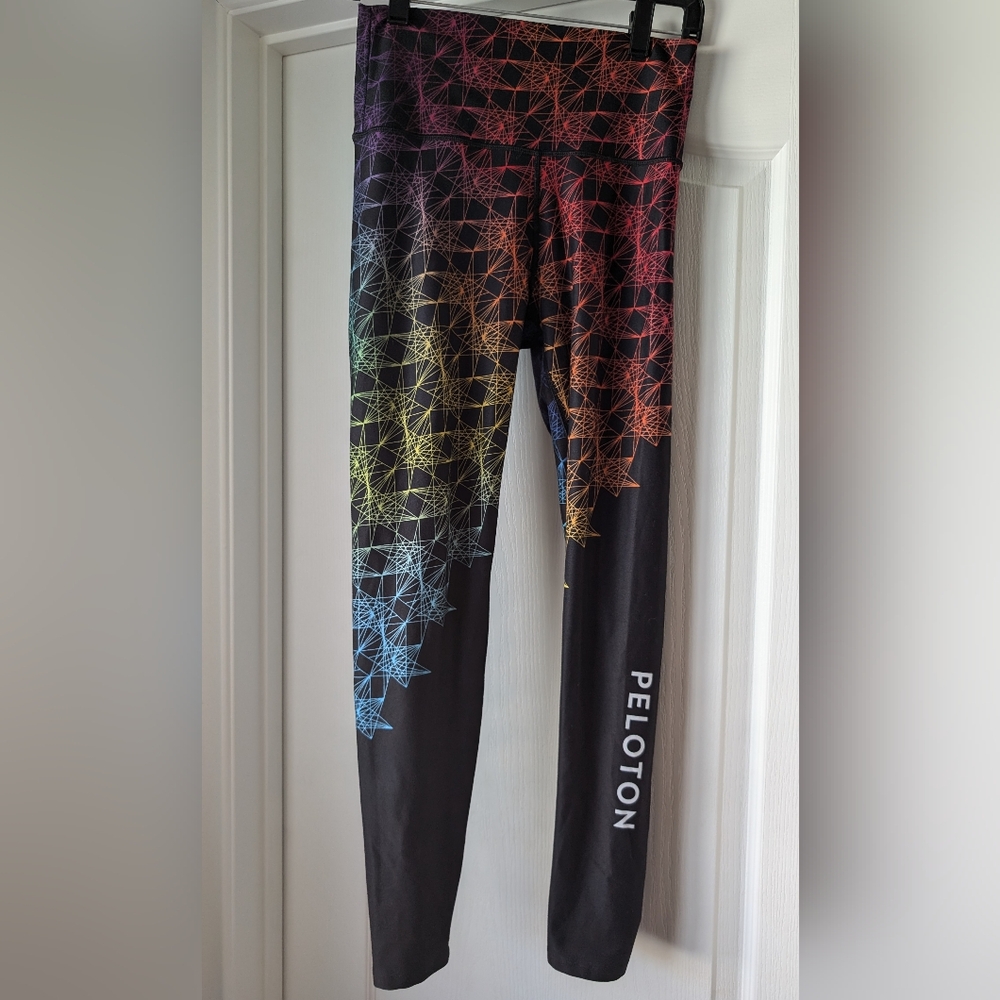 WITH Peleton Rainbow Pattern Leggings Size Medium